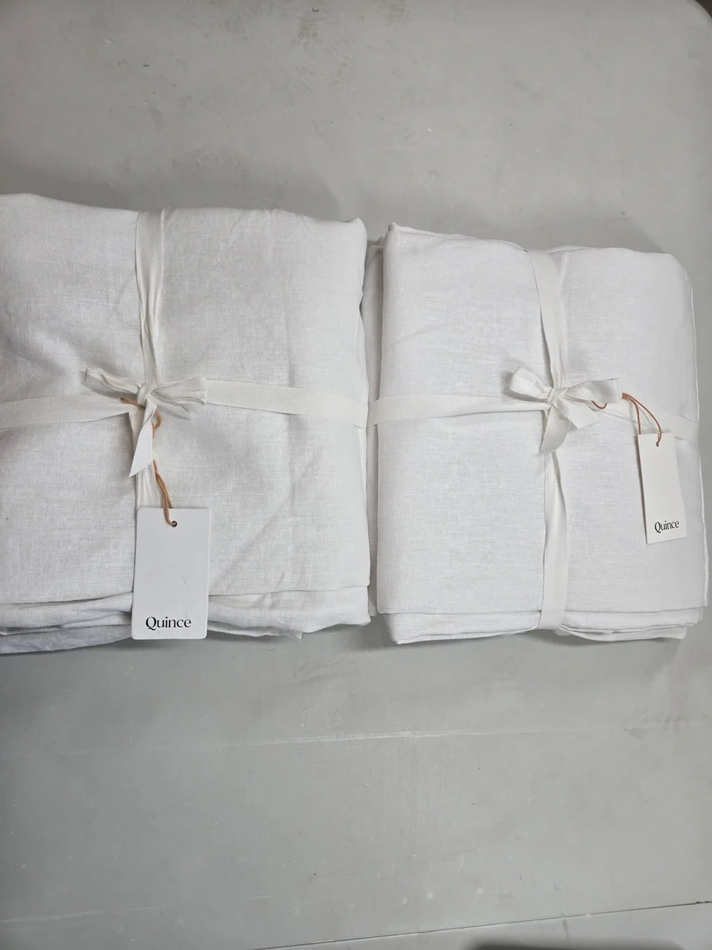 NWT QUINCE Set Of 2 48x96 European Linen True Blackout Curtains White 9176